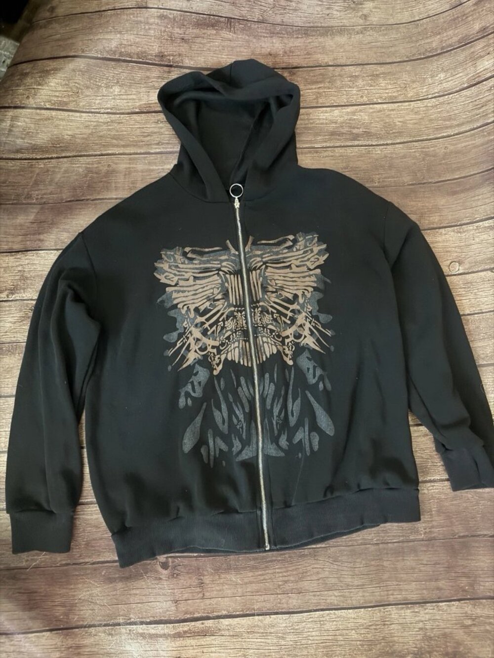 Soliloquy Women’s Zip Up Hoodie Graphic Y2K Oversized Sweatshirt Medium